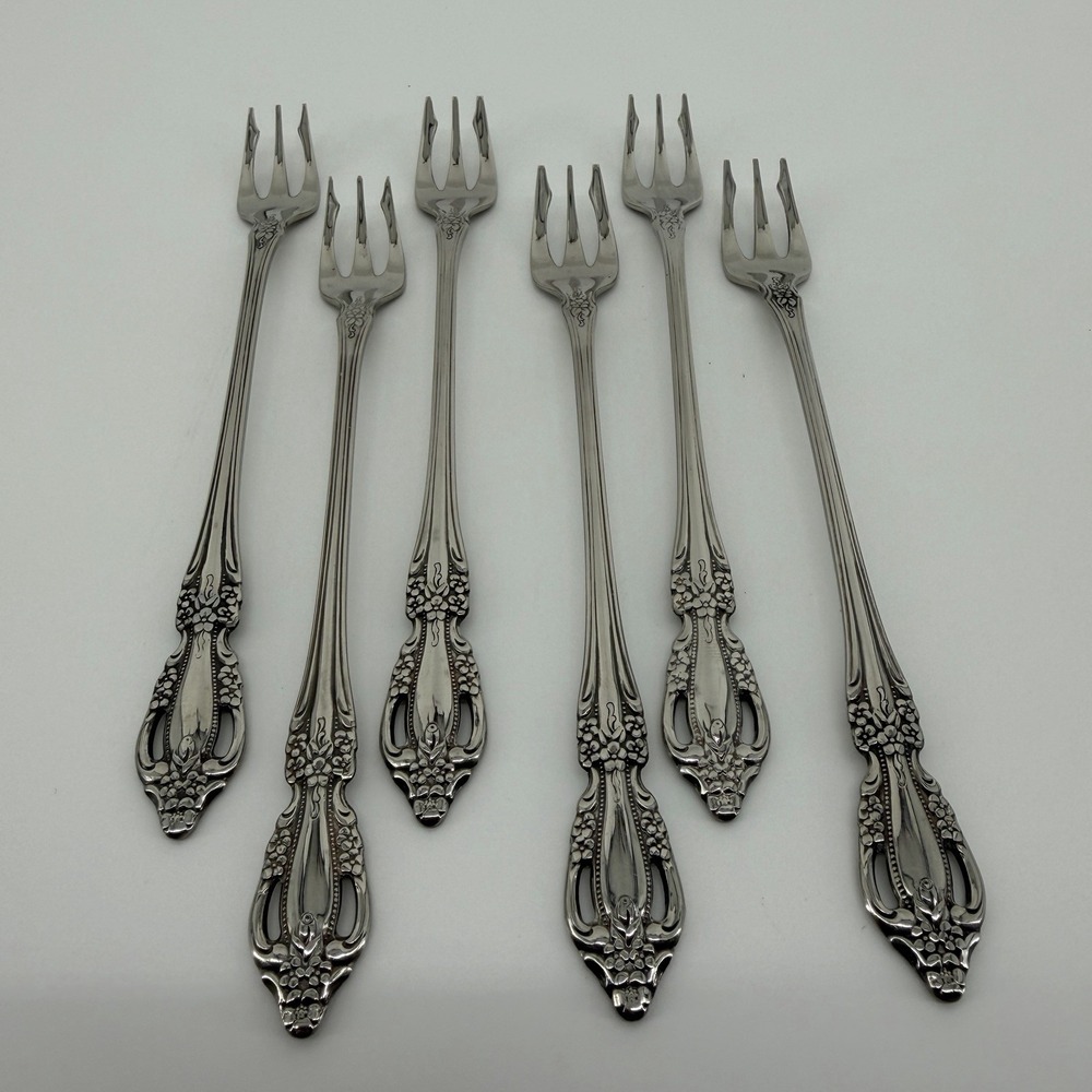 SET 6 COCKTAIL FORKS Oneida RAPHAEL Stainless Distinction Deluxe Silverware HH: